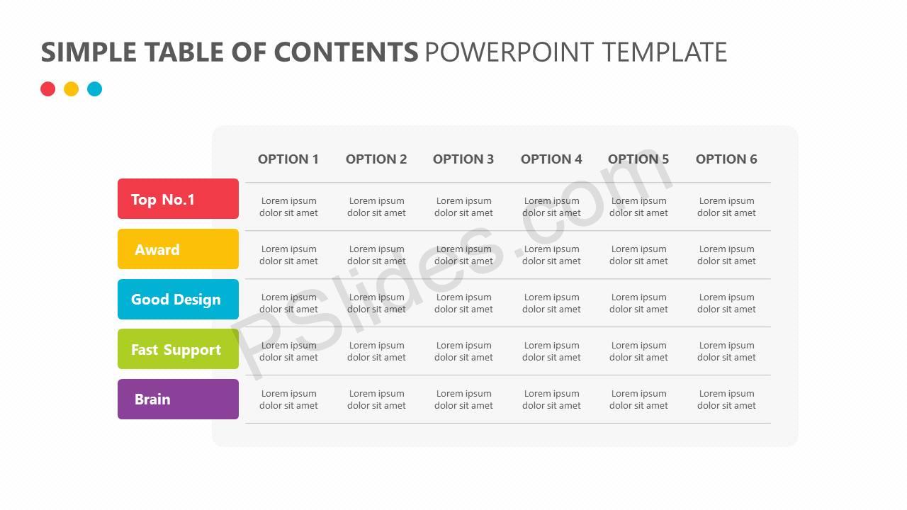 simple table of contents powerpoint template - pslides simple table of contents powerpoint template - pslides, Powerpoint templates